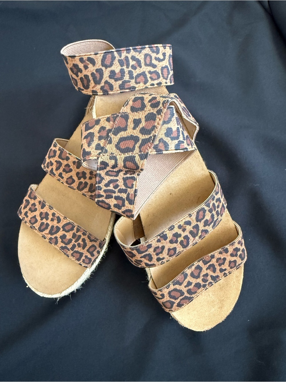 Time and Tru Leopard Print Wedge Sandals - Brown/Tan